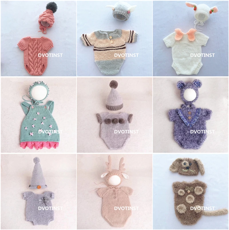 Baby Products Website - 新生児の写真撮影の小道具かぎ針編みニット服帽子衣装セット Fotografia 綿糸衣装スタジオ写真撮影の小道具