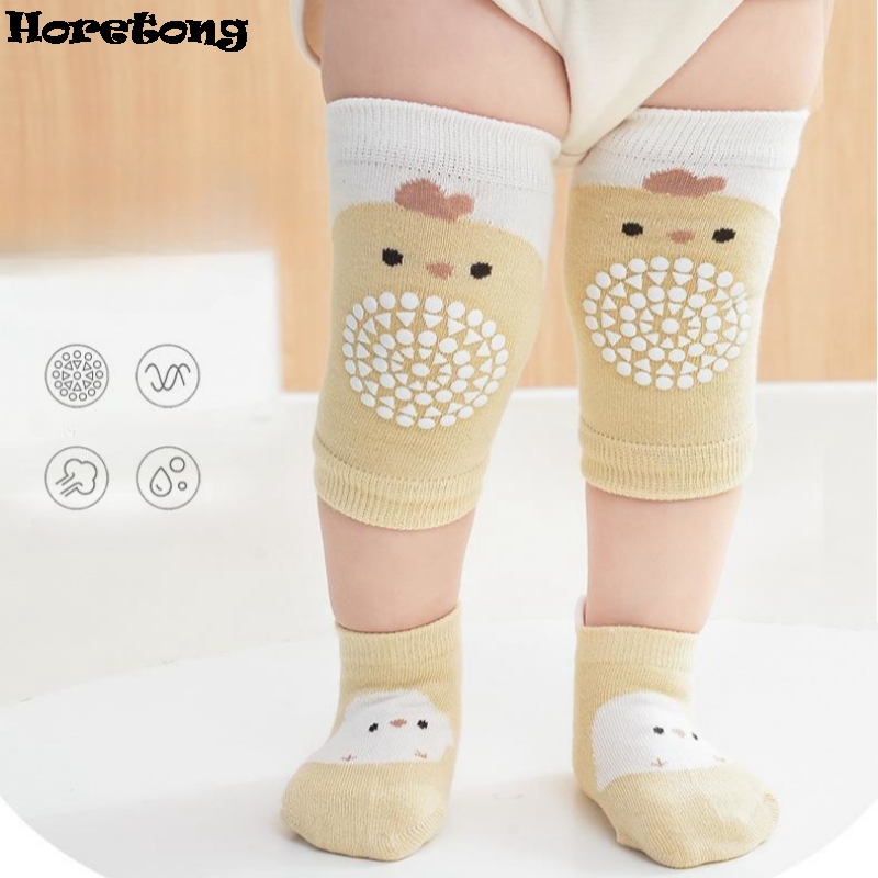 Baby Knee Pad Crawling - 乳幼児用夏用通気性膝パッド+滑り止めソックスセット ソフトコットン幼児用滑り止めウォーキングフロアソックス膝プロテクター