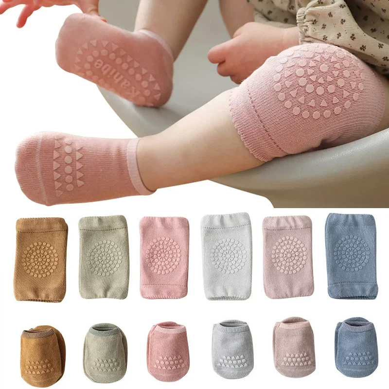 ベビー膝パッド靴下セット無地アンチスリップ靴下膝蓋骨子供クロ - Baby Knee Pad Crawling のレビューと価格